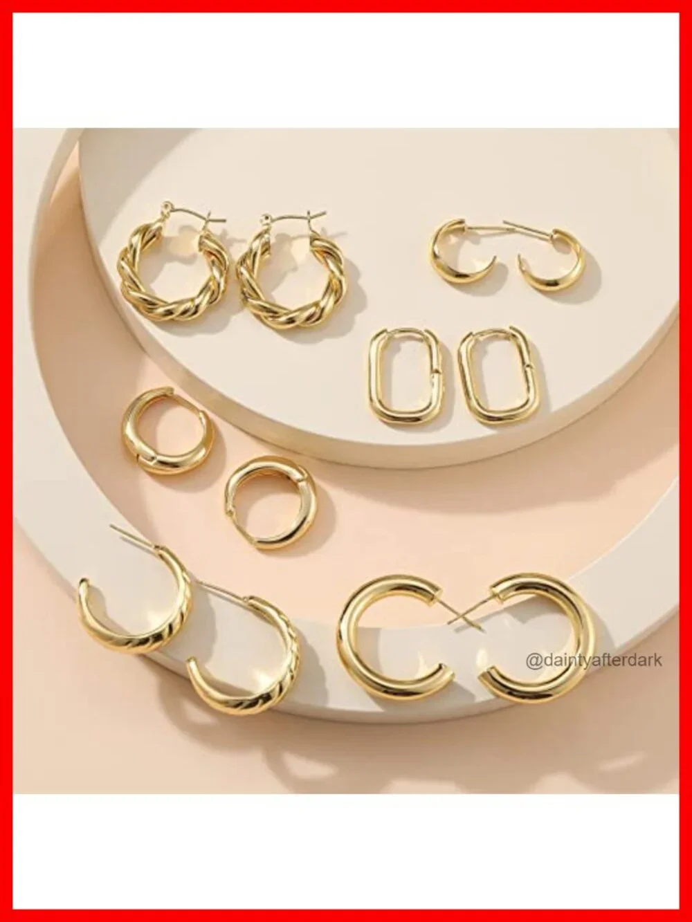 6 Pairs Gold Plated Chunky Hoop Earrings for Women, 14K Gold Plated Jewelry Set